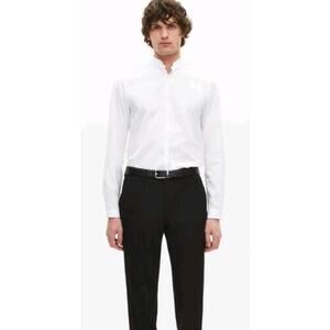 The Kooples Off White shirt with officer collar Size M Fitted Buttons Up #C